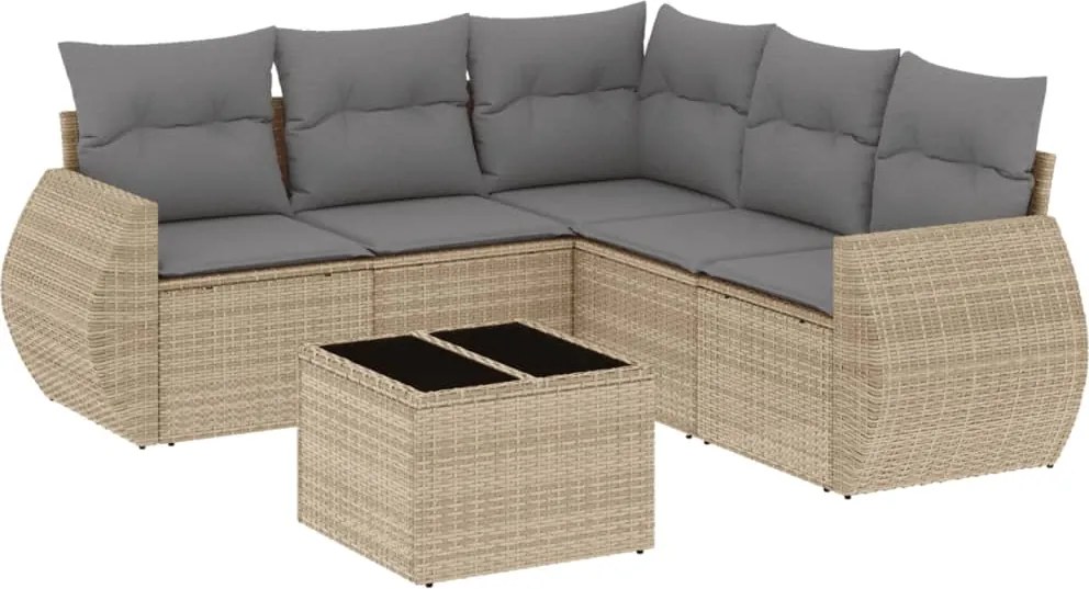 vidaXL Set canapele de grădină cu perne, 6 piese, bej, poliratan