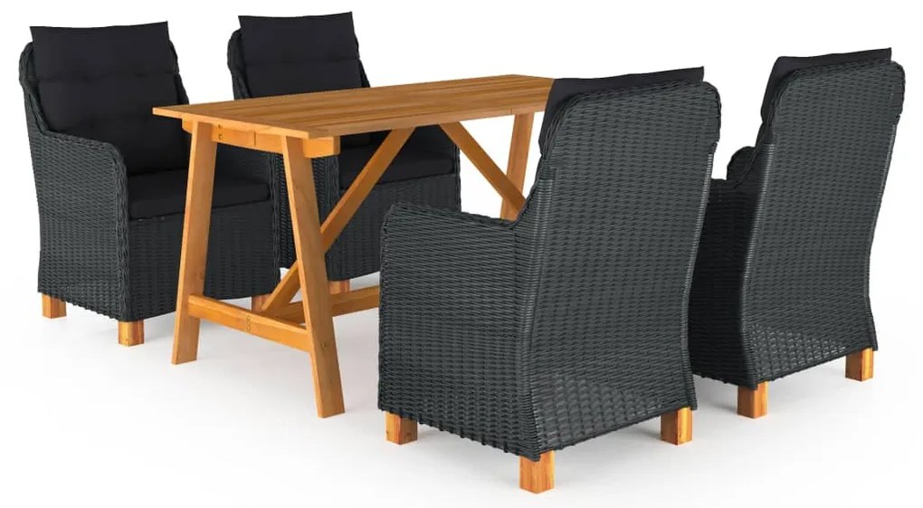 vidaXL Set de masă pentru grădină, 5 piese, gri închis