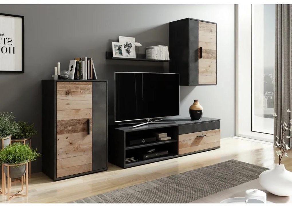 Mobilier living BRICK maro/negru