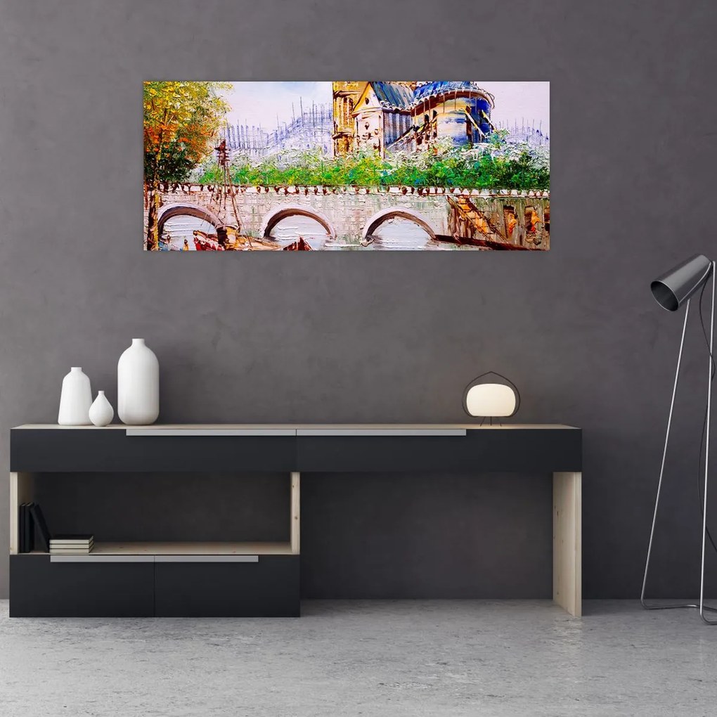 Tablou - Pictură în ulei a orașului (120x50 cm)