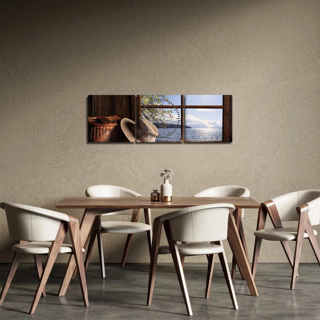Tablou - Echipament de pescuit (cu ceas) (90x30 cm)