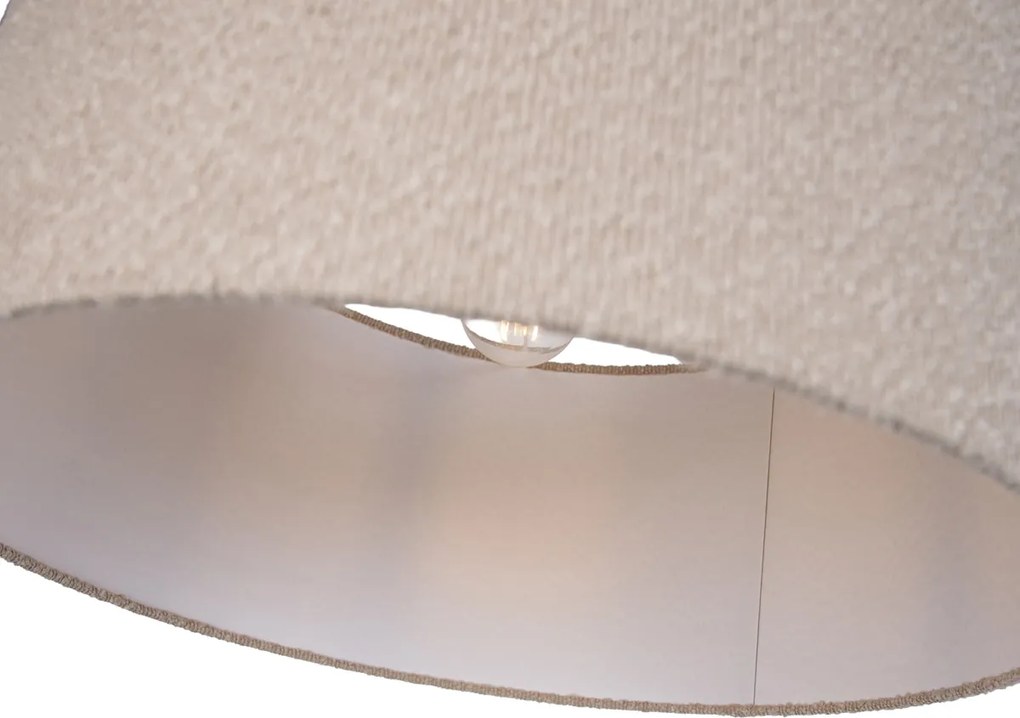 Lampă de podea neagră reglabilă cu abajur din material bej tip teddy de 50 cm - Editor