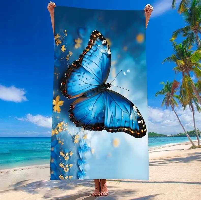 Prosop plaja DREAMING 100x180 cm albastru, 100% microfibra