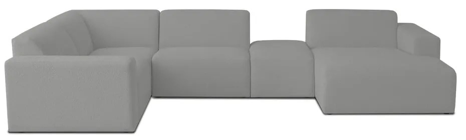 Colțar gri cu tapițerie din stofă bouclé (în formă de "U") Roxy – Scandic