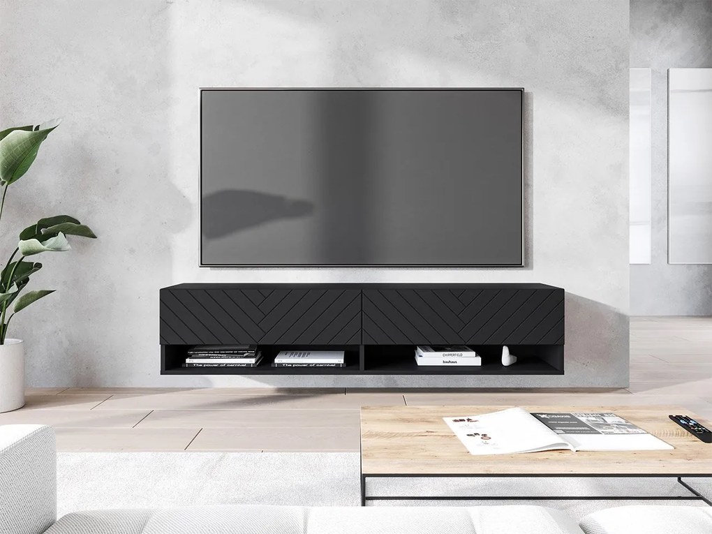 Dulap TV de perete Adenuk 140 MDF (Negru grafit +  Negru) . 1106322
