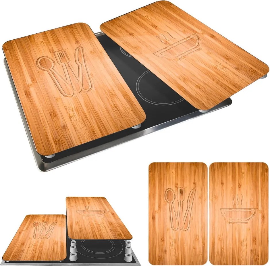 Set 2 protecții din sticlă pentru aragaz Wenko Lunch, 52 x 30 cm