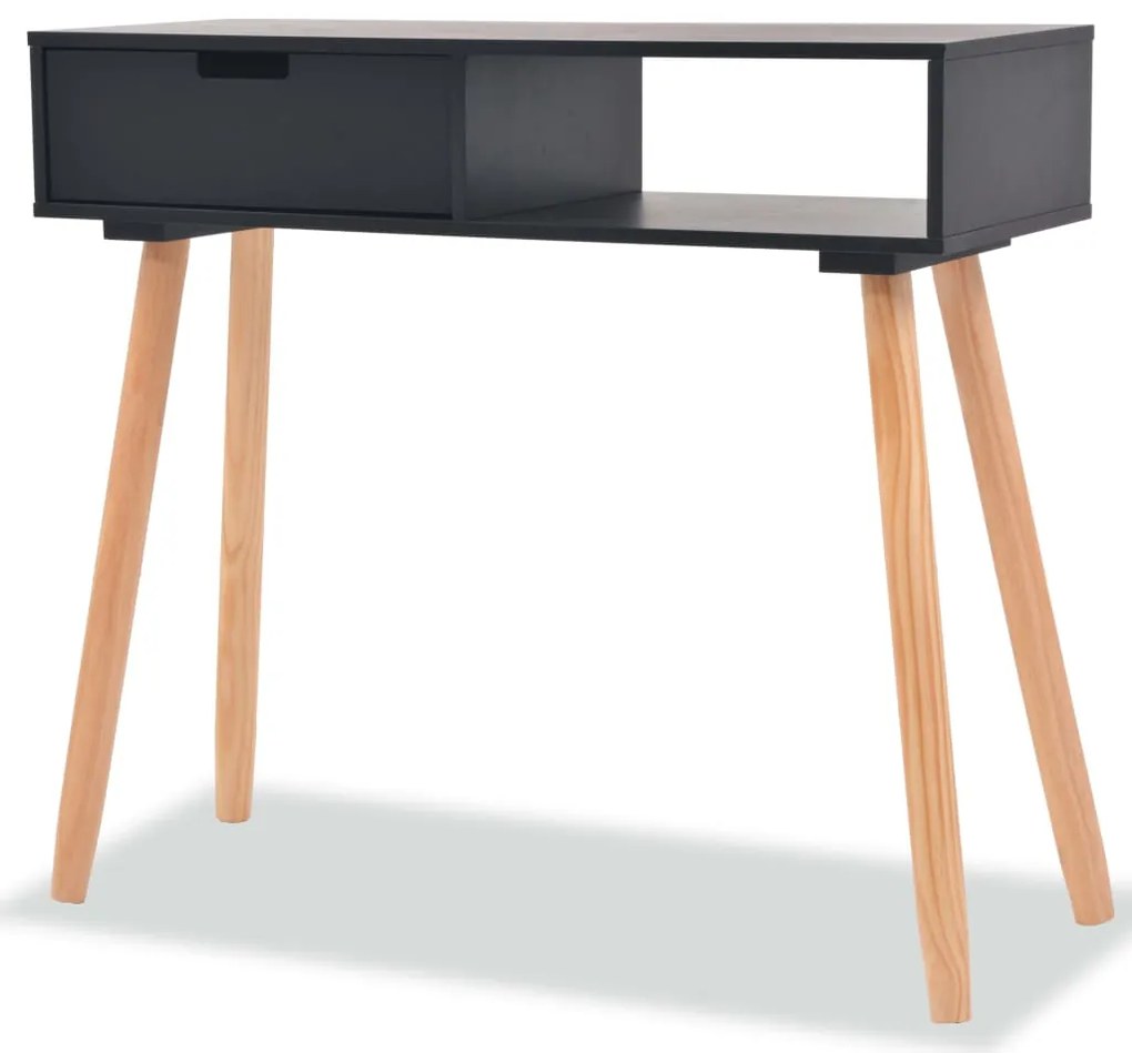 vidaXL Masă consolă, lemn masiv de pin 80x30x72 cm, negru