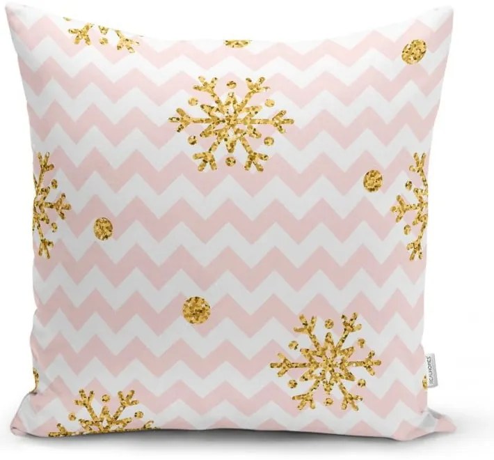 Față de pernă cu model de Crăciun Minimalist Cushion Covers Golden Snowflakes, 42 x 42 cm