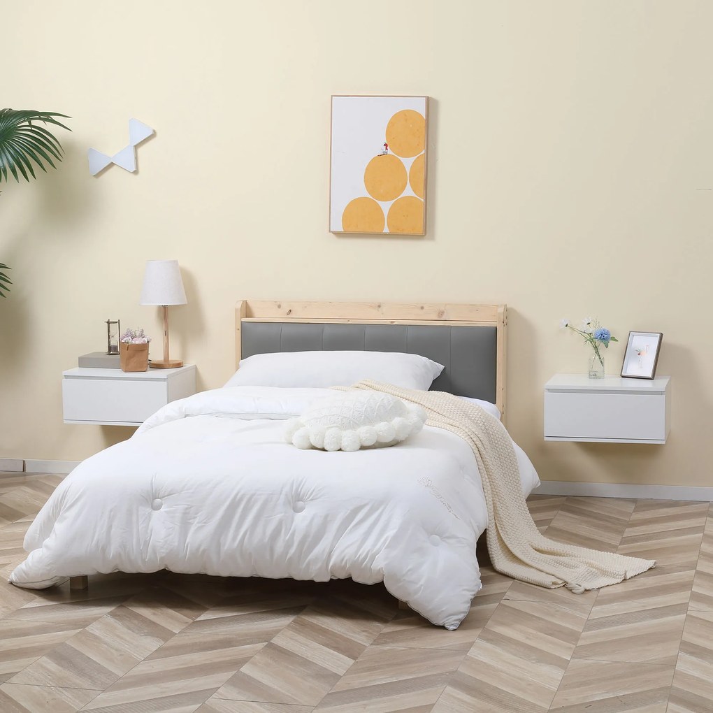 HOMCOM Set 2 Noptiere Suspendate cu Sertar, Design Modern pentru Dormitor și Living, PAL și MDF, Dimensiuni 49x38x23cm, Alb Elegant | Aosom Romania
