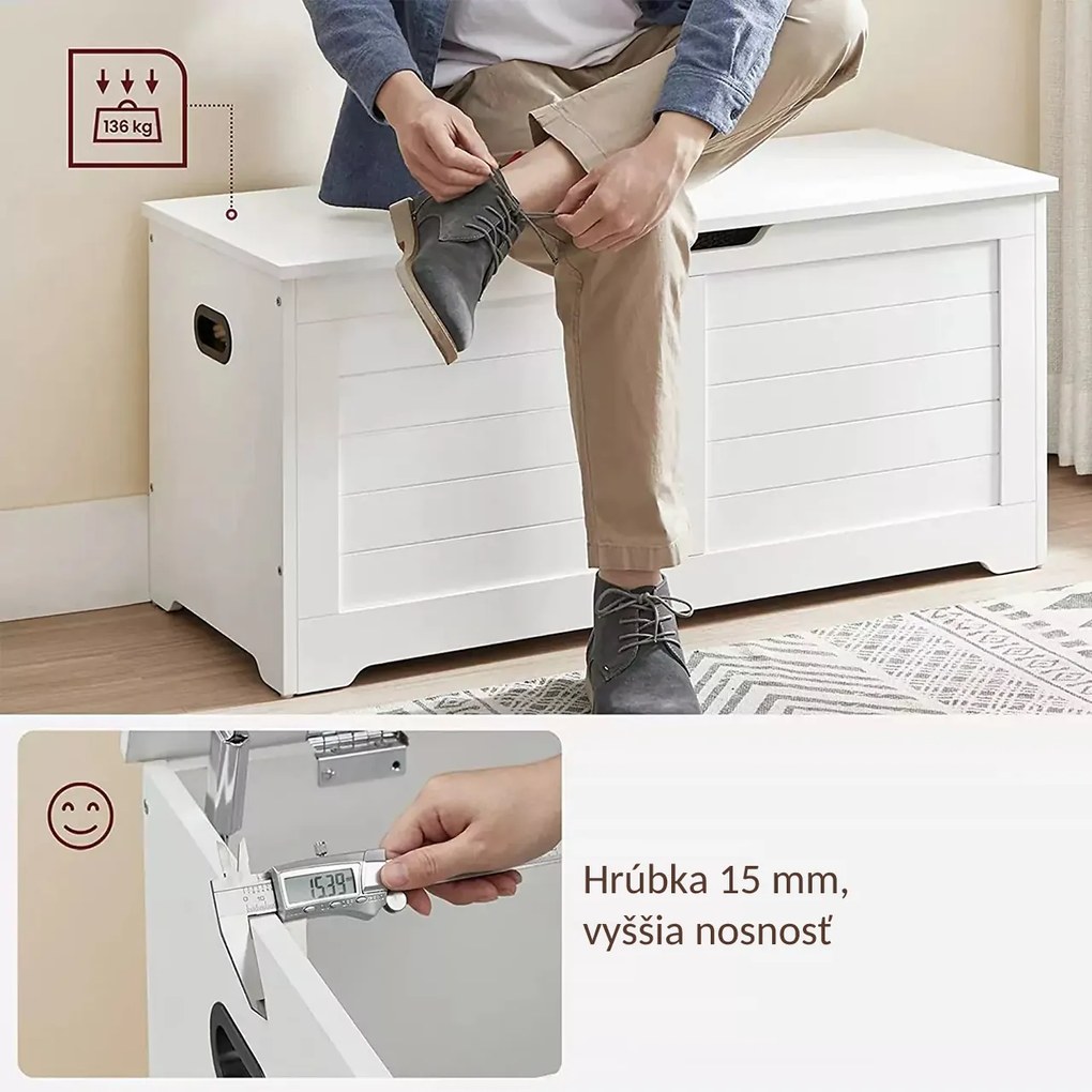 Ladă pentru șezut TANJA, 100x40x46cm, albă Vasagle