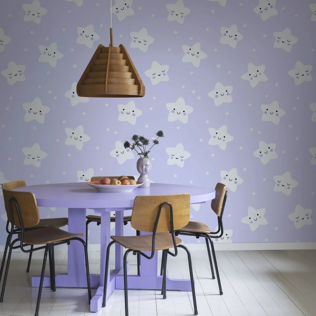 Fototapet, Cute Stars, Lilac, Rebel Walls