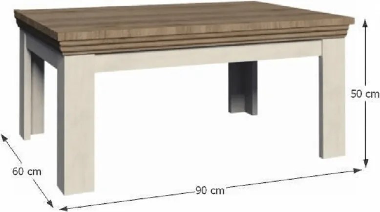 Măsuţă de cafea, pin nordic/stejar sălbatic, ROYAL LN