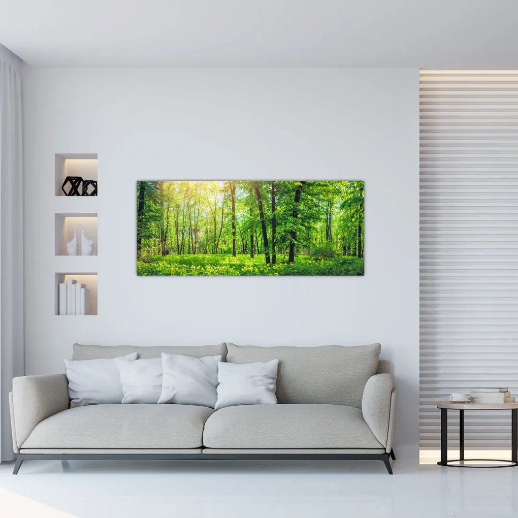 Tablou - Pădurea cu frunze de primăvară (120x50 cm)
