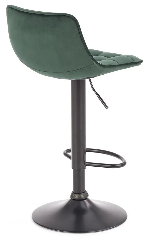 Scaun de bar cu picior negru MALIBU VELVET, verde