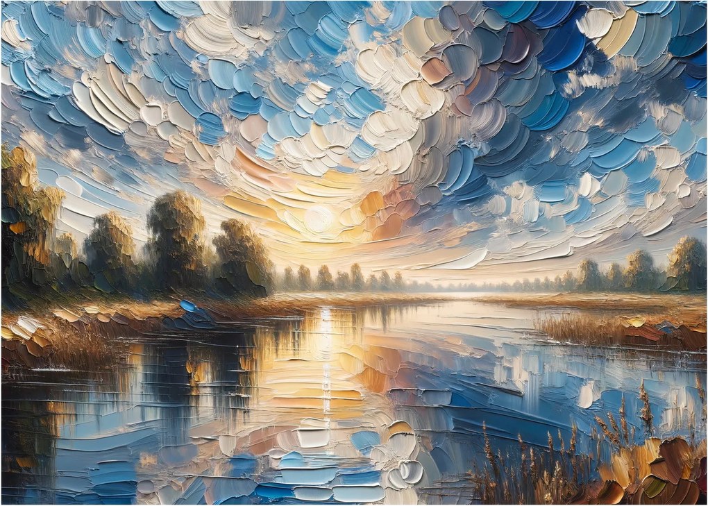 Tablou - Pictură cu soarele deasupra apei (70x50 cm)