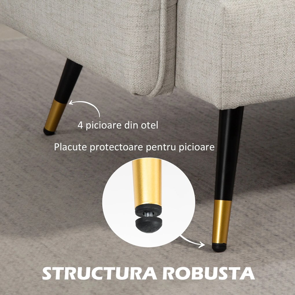 HOMCOM Divano 2 Posti in Tessuto Effetto Lino con Braccioli e Cuscini Imbottiti, Divanetto 2 Posti Moderno con Gambe in Acciaio, per Ufficio, Soggiorno, Salotto e Camera da Letto, 139x68x80 cm, Crema | Aosom Romania