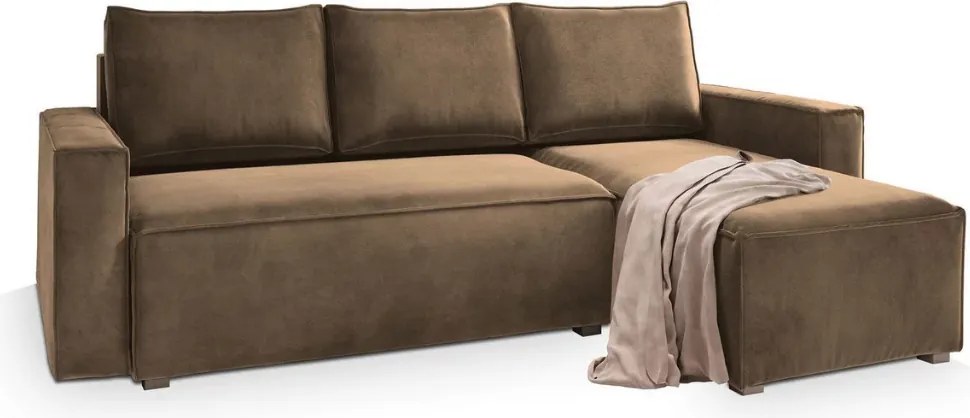 OFERTA Canapea coltar extensibila CAVELO maro deschis, reversibila, II calitate