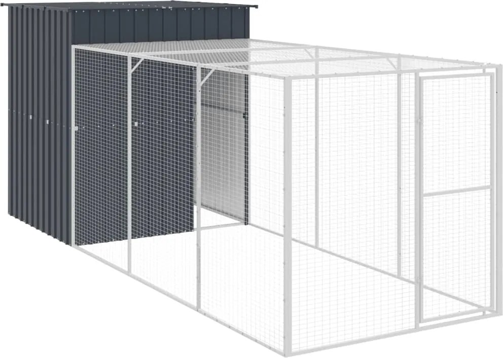 vidaXL Coteț de pui cu incintă antracit 165x455x181 cm oțel galvanizat