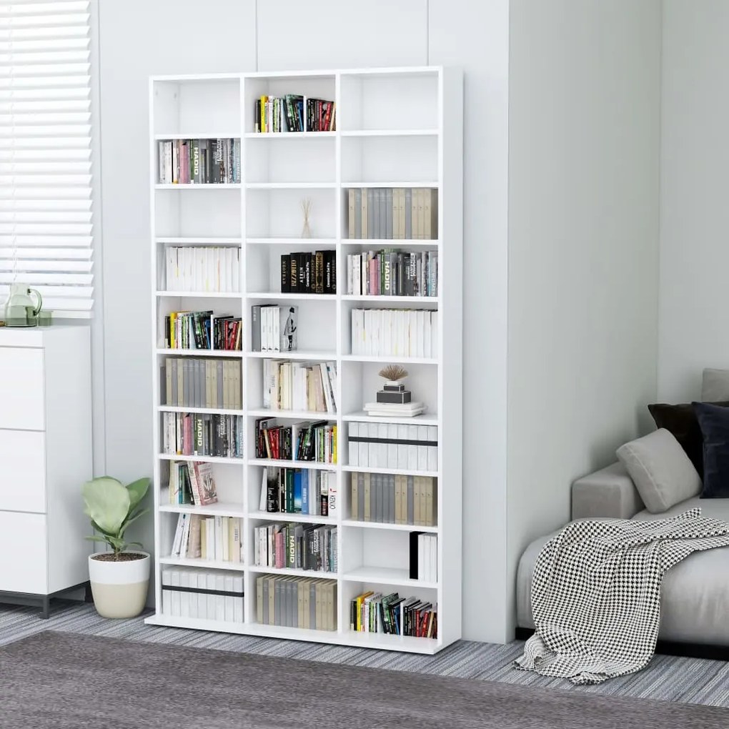 vidaXL Dulap pentru CD-uri, alb, 102x16x177,5 cm, lemn compozit