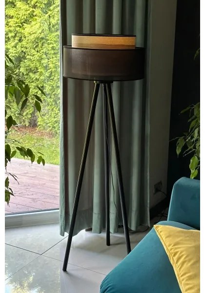 Lampadar WOOD Duolla BOHO 1xE27/15W/230V d. 45 cm negru/bej