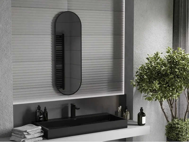 Mexen Loft oglindă baie ovală 100 x 35 cm, cadru negru - 9851-100-035-000-70