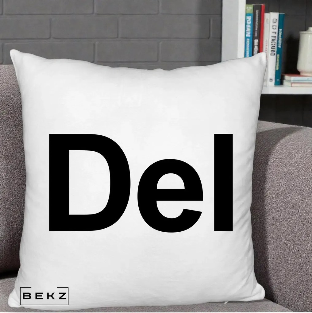 Perna Personalizata Tasta Del Tipografie Bold, 40x40 cm, Alb Pufos, Husa Detasabila, Perna Inclusa, BEKZ®