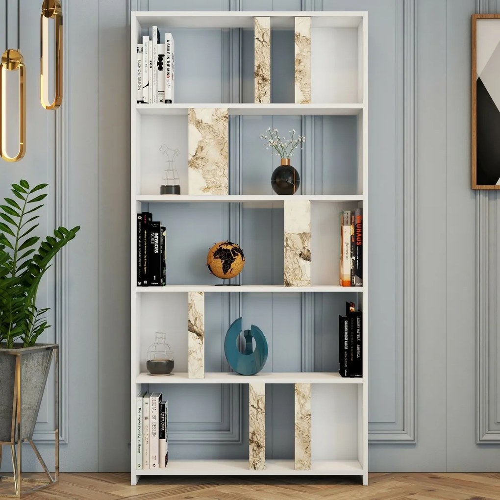 Bibliotecă Lime White Marbel and White
