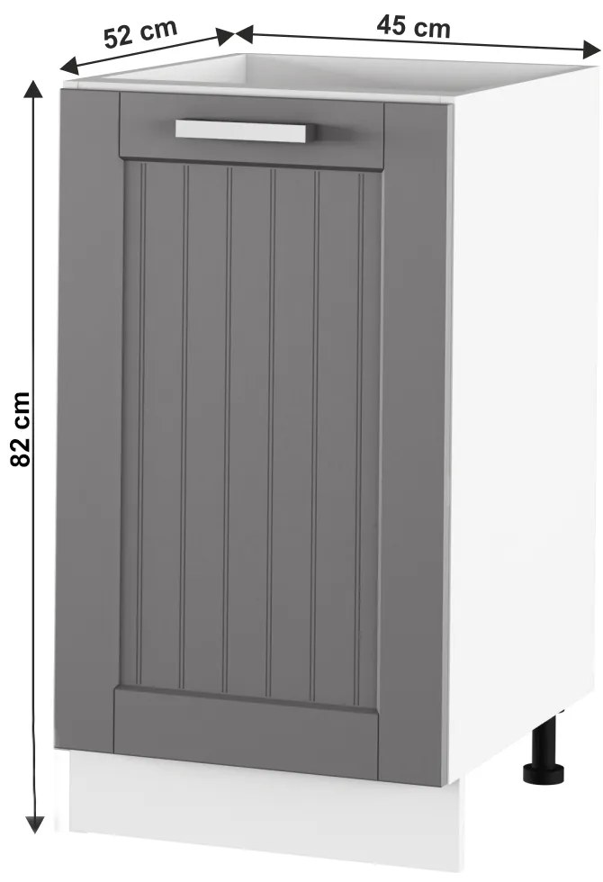 Dulap inferior de bucătărie Janne Typ 54 (Gri închis + Alb). 1021211