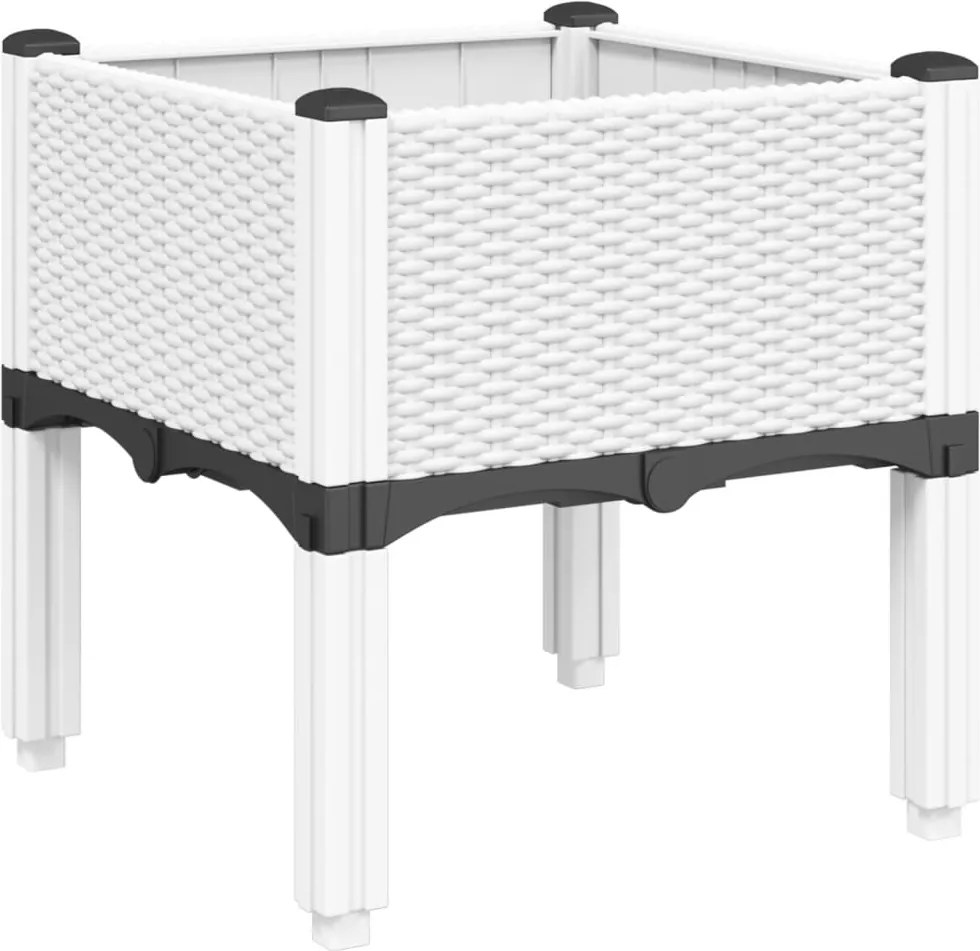 vidaXL Jardinieră de grădină cu picioare, alb, 40x40x42 cm, PP