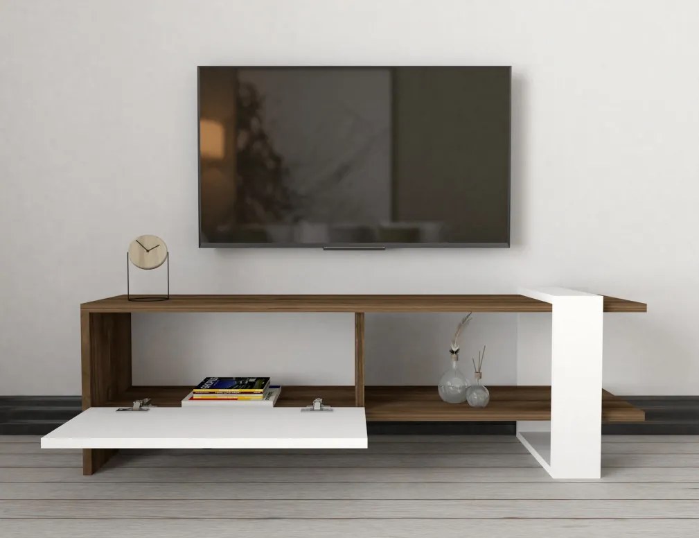 Set de mobilier pentru living Gaye, Nuc- Alb