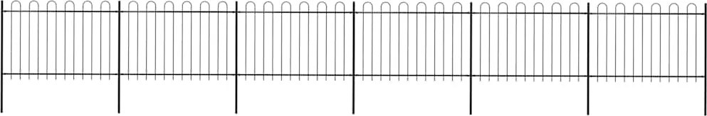 vidaXL Gard de grădină cu vârf circular din oțel, 1070x120 cm, negru