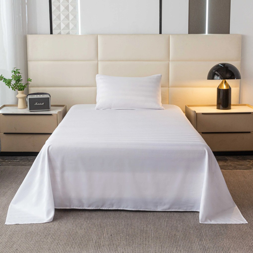 Cearsaf de hotel din microfibra 140x240 cm si husa pentru perna 50x70 cm JASMINE, alb Inchidere: Tip hotel