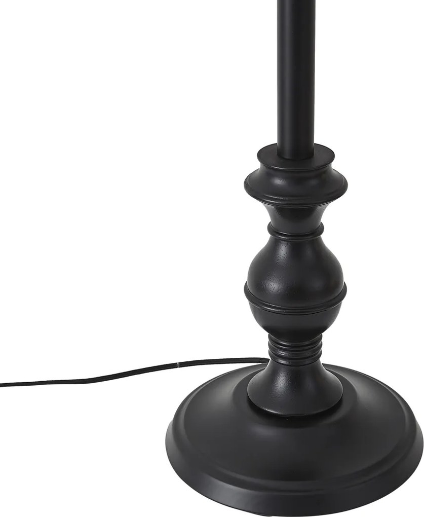 Lampă de podea neagră cu abajur floral și interior alb 45 cm - Classico