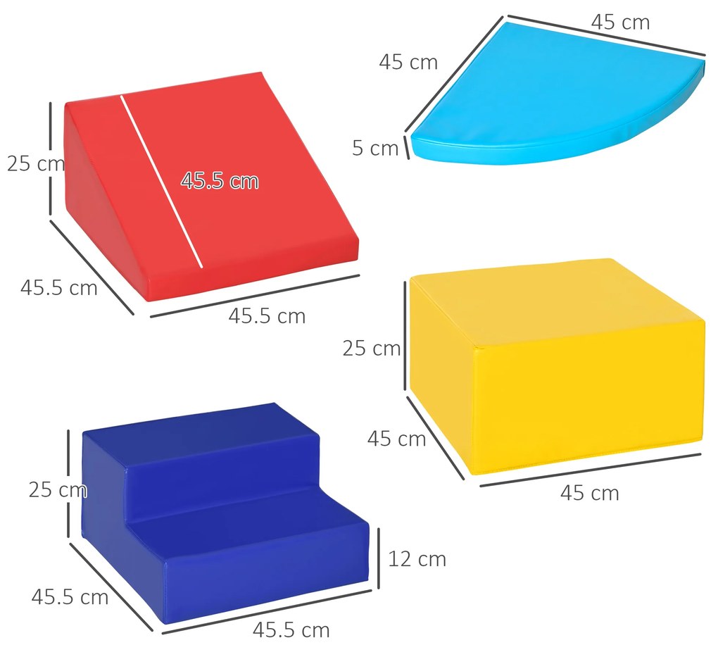 Set Constructii Moi de 4 Piese, Joc Educativ pentru Copii Varsta 1-3 Ani pentru Casa, pentru joaca si distractie, Multicolor HOMCOM | Aosom Romania