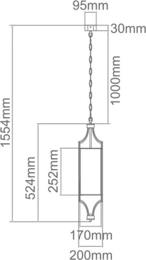Open Design OR80551 - Lustră LUNGA pe lanț, 1xE27/15W/230V, crom lucios/alb