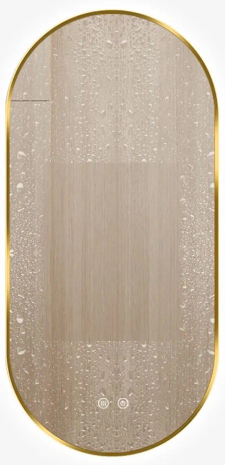Oglindă LED Touch Premium, Dezaburire, Rama Auriu, 3 Tipuri Lumină 50/80 cm