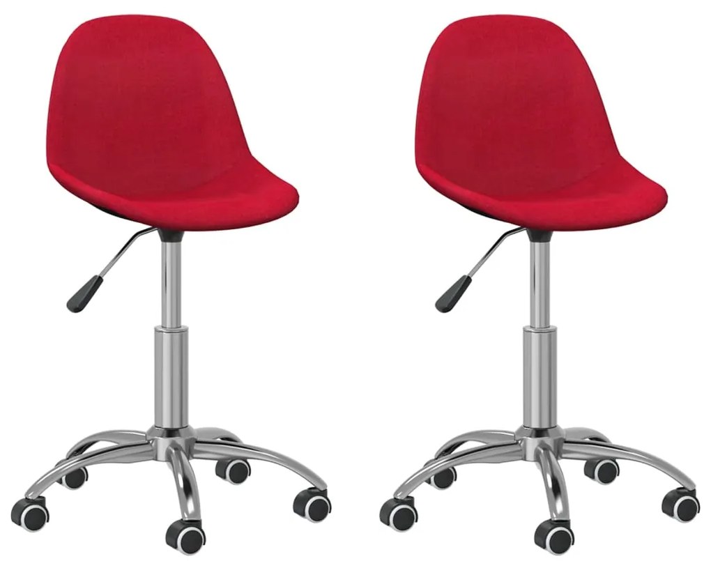 333421 vidaXL Scaune de bucătărie pivotante, 2 buc., roșu vin, textil