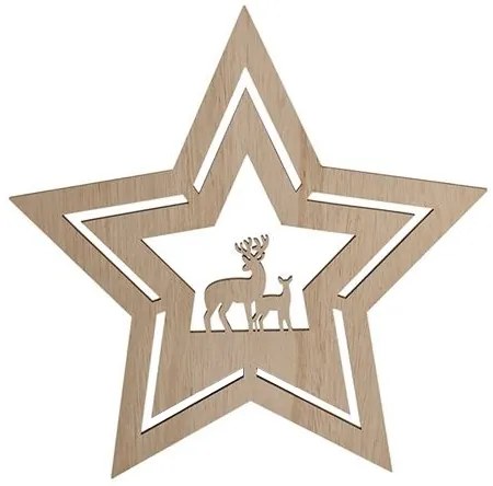 Decorațiune LED de Crăciun LED/2xAA lemn stea Solight 1V261