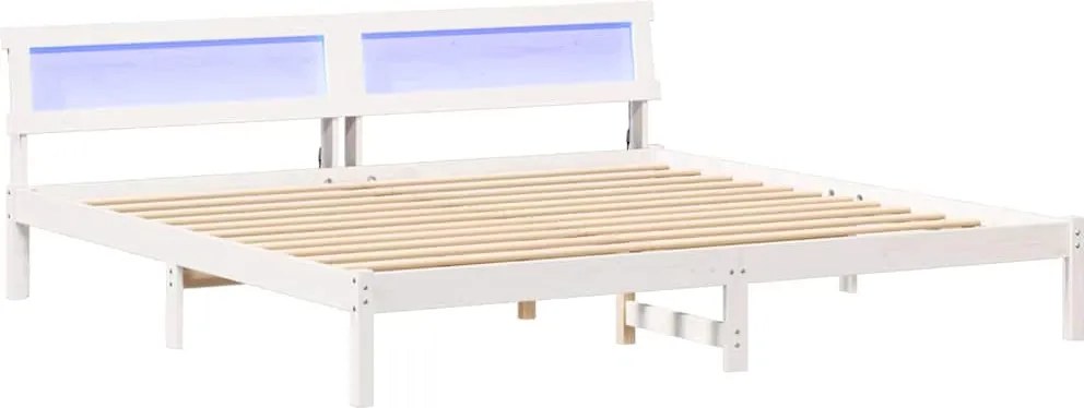 vidaXL Cadru de pat cu headboard Alb 200 x 200 cm Lemn de pin masiv