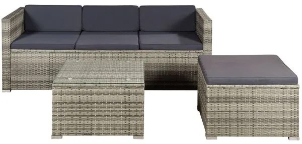Jusky Set ratan de gradina Punta Cana M - perne gri/antracit