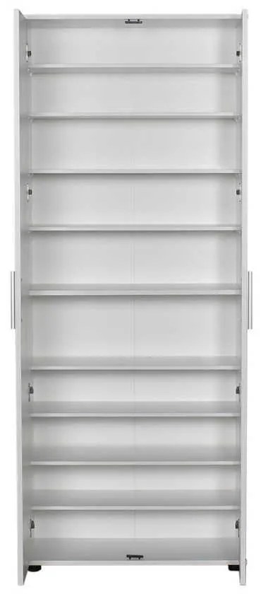 Dulap Multifunctional Adore Porto, 2 usi, 8 rafturi, Alb, 76 x 187 x 36 cm