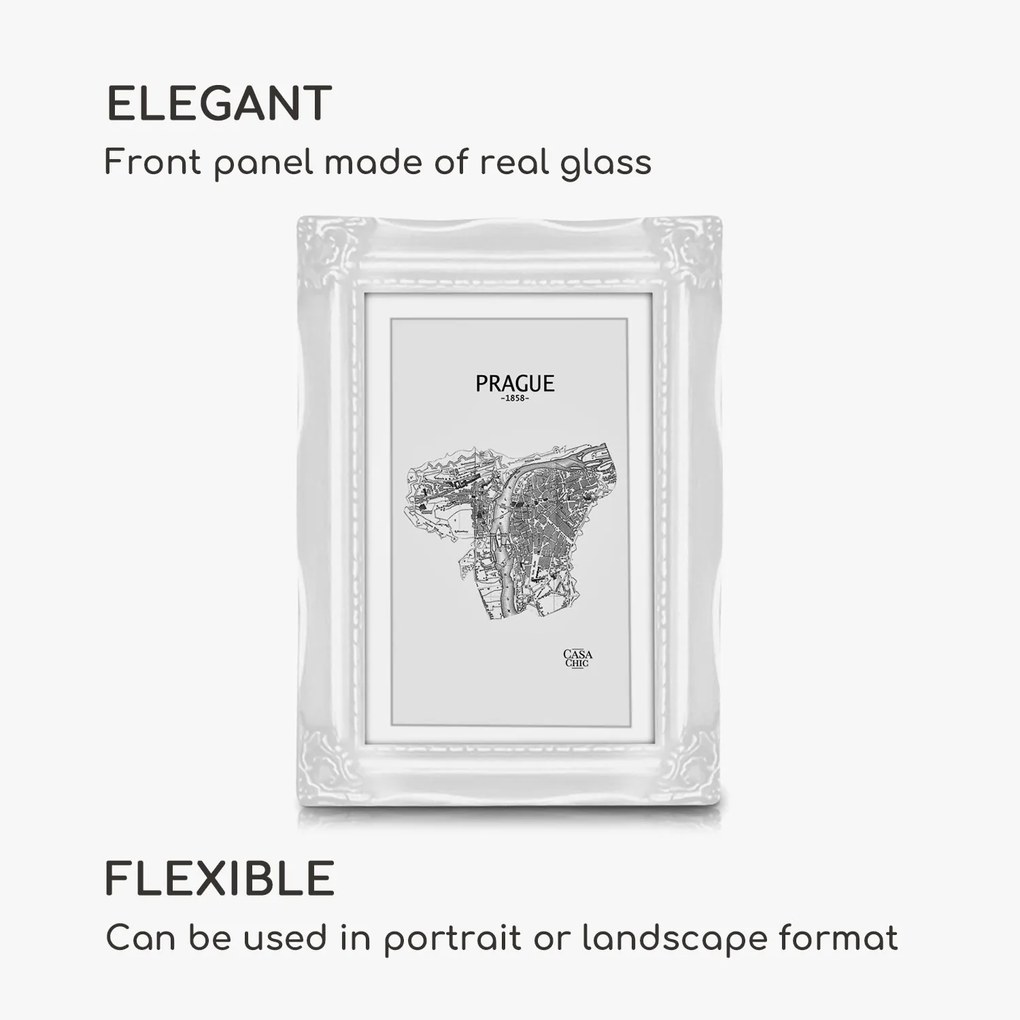 Regent, ramă pentru fotografii, dreptunghiulară, 17 × 12 cm fotografii, suport, sticlă, rococo