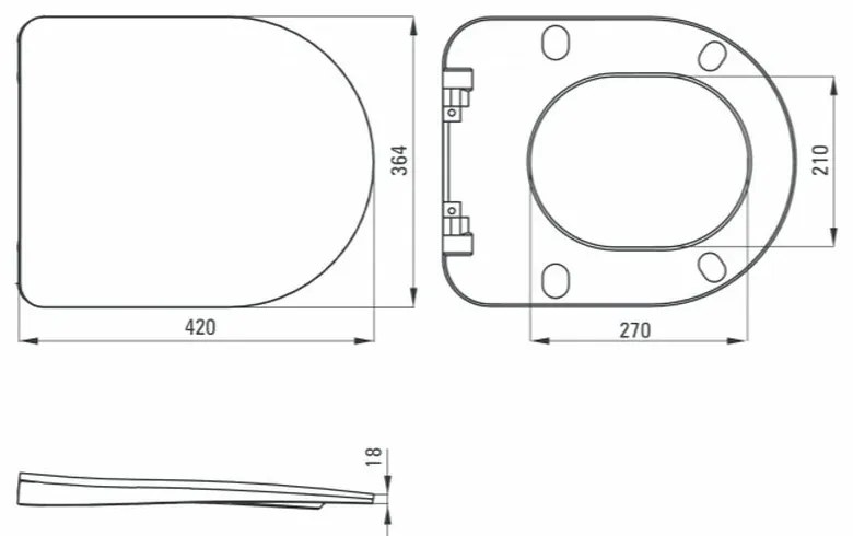 Set vas wc suspendat rimless cu capac soft close negru Deante Poenia