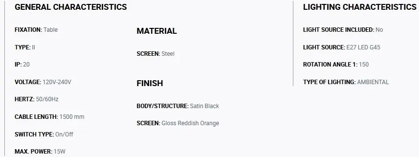 Veioza de birou metal TATAWIN negru, orange