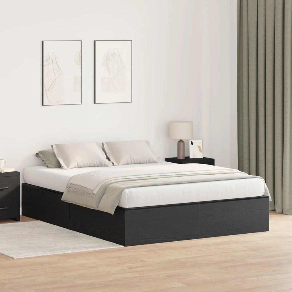 vidaXL Cadru de pat cu depozitare Stejar negru 200x200 cm