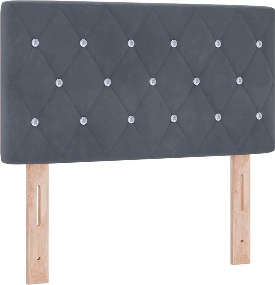 vidaXL Tăblie LED cu benzi LED cu headboard Gri închis 80 cm Catifea