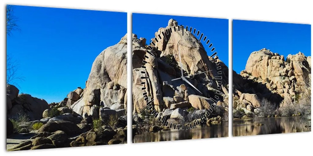 Tablou oglinzirea pietrelor (cu ceas) (90x30 cm)