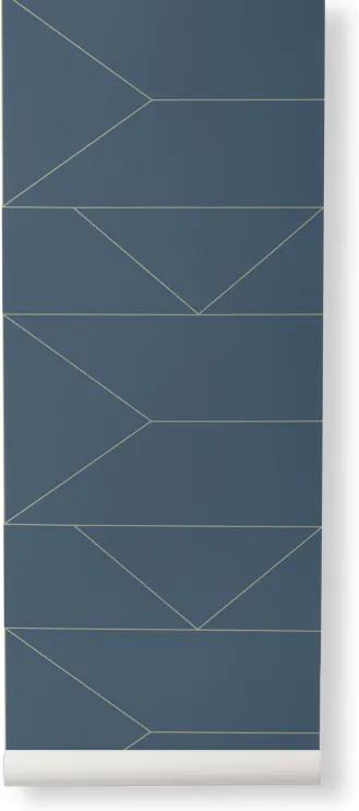 Rola tapet 53x1000 cm Lines albastru Ferm Living