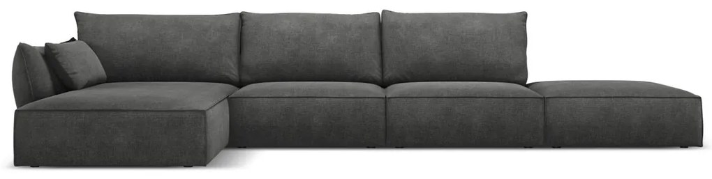 Coltar stanga 5 locuri, Kaelle, Micadoni Home, BL, fara cotiera, 364x171x85 cm, poliester chenille, gri inchis