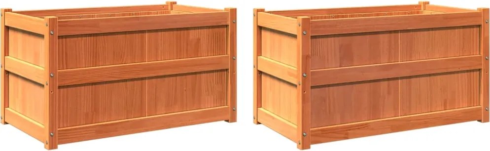vidaXL Jardiniere de grădină, 2 buc., maro ceruit, lemn masiv de pin